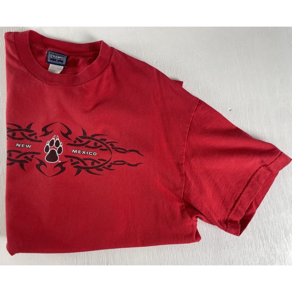 Vintage 90's Y2K‎ CHAMPS L New Mexico Red T Shirt Top Classic Retro Hip Hop